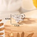 Silver heart and star titanium steel stud earring with sparkling cubic zirconia - White (Single Piece)