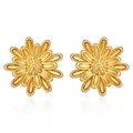 Par de elegantes pendientes de margaritas en acero inoxidable chapado en oro de 18 quilates - Margarita / Dorado