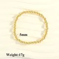 Detalle de pulsera de cuentas de 5mm bañada en oro de 18K con peso de 17g especificado - 5mm / Dorado