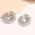 Silver hollow star ear cuff set with polished geometric C-shape minimalist design - White Gold Plated Pentagram (EJ12-3)