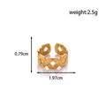 Adjustable golden stainless steel open ring featuring a unique woven texture design - Woven Texture (MN547) / Gold