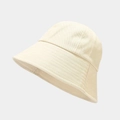Detailed close-up of beige cotton bucket hat showing parallel brim stitching and fine texture - M (56-58cm) / Beige