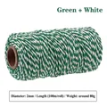 Green and white 2mm cotton bakers twine for Christmas gift wrapping and DIY crafts - Green + White