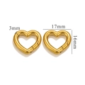 Golden heart-shaped stainless steel spring buckle clasp, size 17x16mm with 3mm thickness - Heart Shape / 17mm / Gold