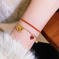 Bracelet double couche plaqué or 18 carats avec breloques cheval et cœur rouge - Style Double Couche Cheval et Cœur Rouge (33#)