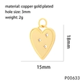 Ciondolo a cuore placcato in oro con zirconi e dimensioni di 18 mm per 15 mm - P00633/Cuore con 3 Pietre