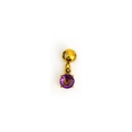 Mini 18K gold plated pendant with purple birthstone bead and faceted crystal charm - February (Amethyst Color) - Gold