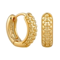Polished S925 sterling silver gold hoop earrings with embossed dots and metallic shine - Gold Polka Dot Embossed Hoop (9)