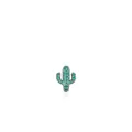 Puce d'oreille cactus en argent S925 avec zircons verts et oxydation noire rétro - Forme de Cactus-Noir Vintage (RHE870B) / Argent 925