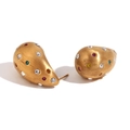 Boucles d'oreilles goutte en or 18 carats mat avec strass colorés étincelants - Boucles d'Oreilles Goutte d'Eau Mate Brossée / Or - Zirconia Multicolore