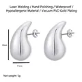 Polished silver teardrop earrings in water-resistant 19mm x 11mm geometric design - Water Drop Stud / 11*19mm / Steel