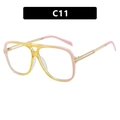 Lunettes aviateur C11 carrées avec monture dégradé rose jaune et branches dorées - Monture Jaune Rose Verres Transparents
