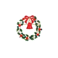 Exquisite Christmas wreath brooch with red bow and colorful rhinestones on gold alloy - Red Bow Small Bell Wreath