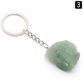 Natural raw green stone keychain featuring unpolished quartz on a silver metal ring - Green Aventurine