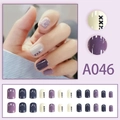 Purple and lilac press-on nail set with matte finish and X-pattern accents style A046 - A046 Purple Straps (A046)