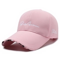 Pink baseball cap with white Paris embroidery and curved brim for casual outdoor sun protection - Adjustable / Extended Brim (9.5cm) / Pink
