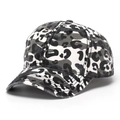 Detailed side view of washed cotton leopard print baseball cap with black and grey pattern - One Size / Black and White Leopard (G)