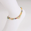 Double-layered gold chain anklet featuring colorful beads and a heart-shaped pendant - Anklet