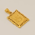 Pendentif rectangulaire doré avec motif évidé vintage et design gaufré en acier - S-Pendentif Seul