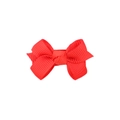 Handmade red grosgrain ribbon bow hair clip with textured fabric for kids and babies - Red (12)