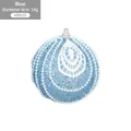 Pallina di Natale blu da 8 cm con ricami in pizzo bianco e decorazioni glitterate - Blu