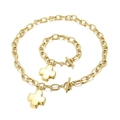18K gold plated stainless steel jewelry set with cross pendant and OT toggle clasp - Gold Set B (KS141261-Z)