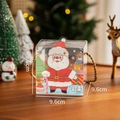 Cartoon Santa transparent Christmas gift box with golden handles, 9.6cm cube size - Santa Claus / 9.6*9.6*9.6cm