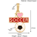 Dimensions détaillées du pendentif de football en laiton avec cœur rose et texte - I ❤️ Football (Cœur Rose)