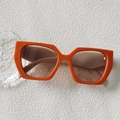Retro orange geometric frame sunglasses with gradient tea lenses for women - Orange Polygon (14)