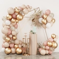 Kit arche de ballons or métallique, nude et rose pour décoration de fête et mariage - Style Or Luxe
