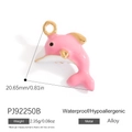 Pink dolphin enamel charm in gold alloy finish for DIY jewelry making 20.65mm - Pink Dolphin Style (PJ92250B)