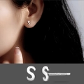 Elegant S925 sterling silver S-shaped stud earring with a high-polished metallic finish - Letter S/Pair