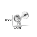 Minimalistische labret stud van roestvrij staal met sprankelende zirkonia's - Dubbele Zirconia Curve Stijl (2630-5#) / Zilver