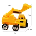 Yellow toy excavator with movable arm and dimensions: 8cm long by 7cm high - Excavator