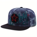 Casquette snapback grise en maille avec écusson étoile et lettrage boy en paillettes - Réglable / Bleu foncé