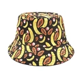 Cappello a secchiello reversibile con stampa tropicale di banane e papaya per il sole - M(56-58cm) / Nero