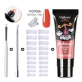 Poly Nail Gel Kit with Natural Pink Extension Gel, Brush, Clip and 20 Dual Forms - Natural Pink