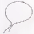Collana a cravatta argentata a V con zirconi cubici pieni e design elegante con nappa - Oro Bianco