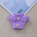 Miniature purple knitted sweater with wooden buttons for Labubu plush doll accessories - Purple Wood Button (Velcro)