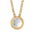 Exaggerated stainless steel gold necklace with large round white transparent crystal stone - Gold Gray Blue Necklace (KN114099-Z)