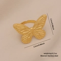 Golden butterfly ring in stainless steel with textured wings, 2.5cm size and 6g weight - Hollow Butterfly Style (6#)