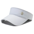 Visière blanche pour femme avec broderie lettre C et bordure dorée pour l'été et sport - Blanc