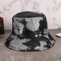 Fischerhut aus PU-Leder in Schwarz-Silber-Batik-Optik mit glänzender Oberfläche - M (56-58cm) / Schwarz Batik Metallic
