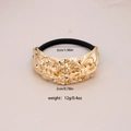 Golden hammer textured alloy bow hair tie with high-elastic black rubber band for women - #1-Hammered Arc
