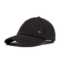 Gorra de béisbol de algodón negro con visera curva y placa de metal - Gris