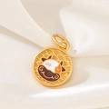 Golden zodiac ox pendant with enamel detailing on soft white silk fabric background - D1455 (Ox - Enamel)