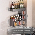 Gunmetal wall-mounted kitchen spice rack with five transparent storage boxes - Upgraded 3.0 Gun Grey 3-Tier 5-Box