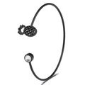 Matte black open bangle featuring a pineapple charm and a clear round crystal stone - Pineapple Black / Black