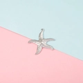 Detailed view of silver starfish pendant with textured metal surface on bicolor background - Frosted Texture Starfish Style (1#)