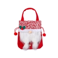 Kerstkabouter geschenkzak van rood vilt met witte baard en handig trekkoordsluiting - Rode Vlechten Cadeauzak